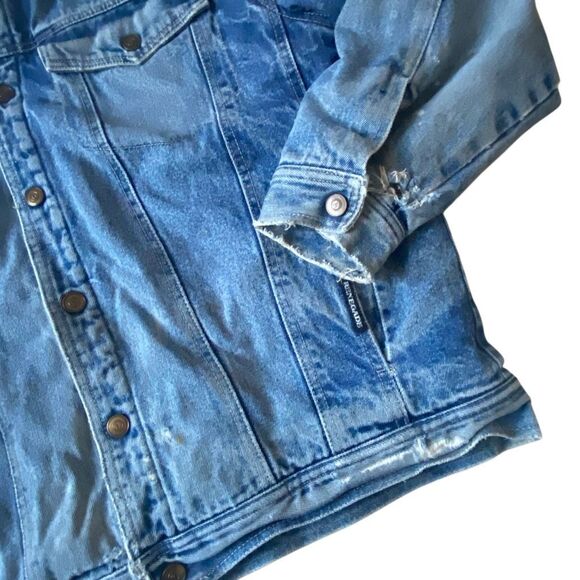 Vintage Renegade Denim Jean Jacket Mens L Distressed Y2K Chore Coat Workwear VTG - Picture 3 of 9